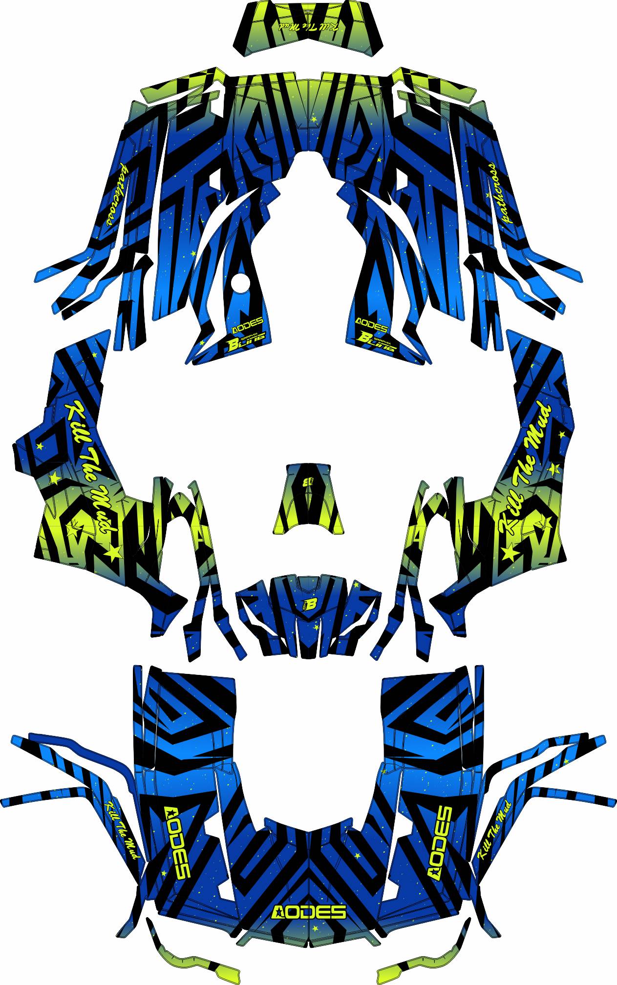 AODES ODES PATHCROSS 650 800 1000 FULL GRAPHICS KIT ''ZEBRA BLUE'' DESIGN