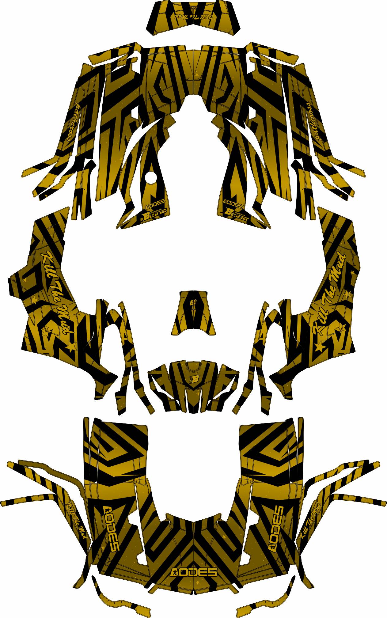 AODES ODES PATHCROSS 650 800 1000 FULL GRAPHICS KIT ''ZEBRA GOLD'' DESIGN