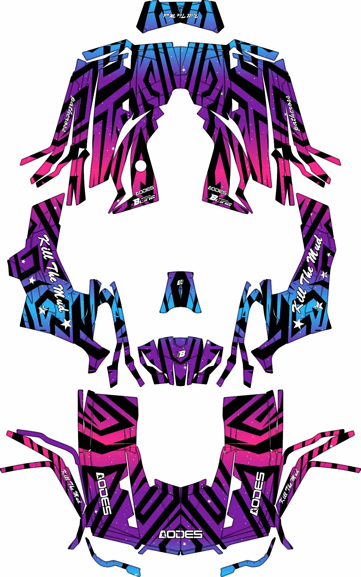 AODES ODES PATHCROSS 650 800 1000 FULL GRAPHICS KIT ''ZEBRA PINK'' DESIGN