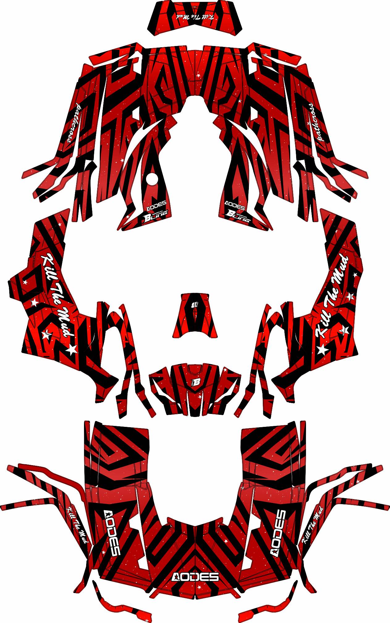 AODES ODES PATHCROSS 650 800 1000 FULL GRAPHICS KIT ''ZEBRA RED'' DESIGN