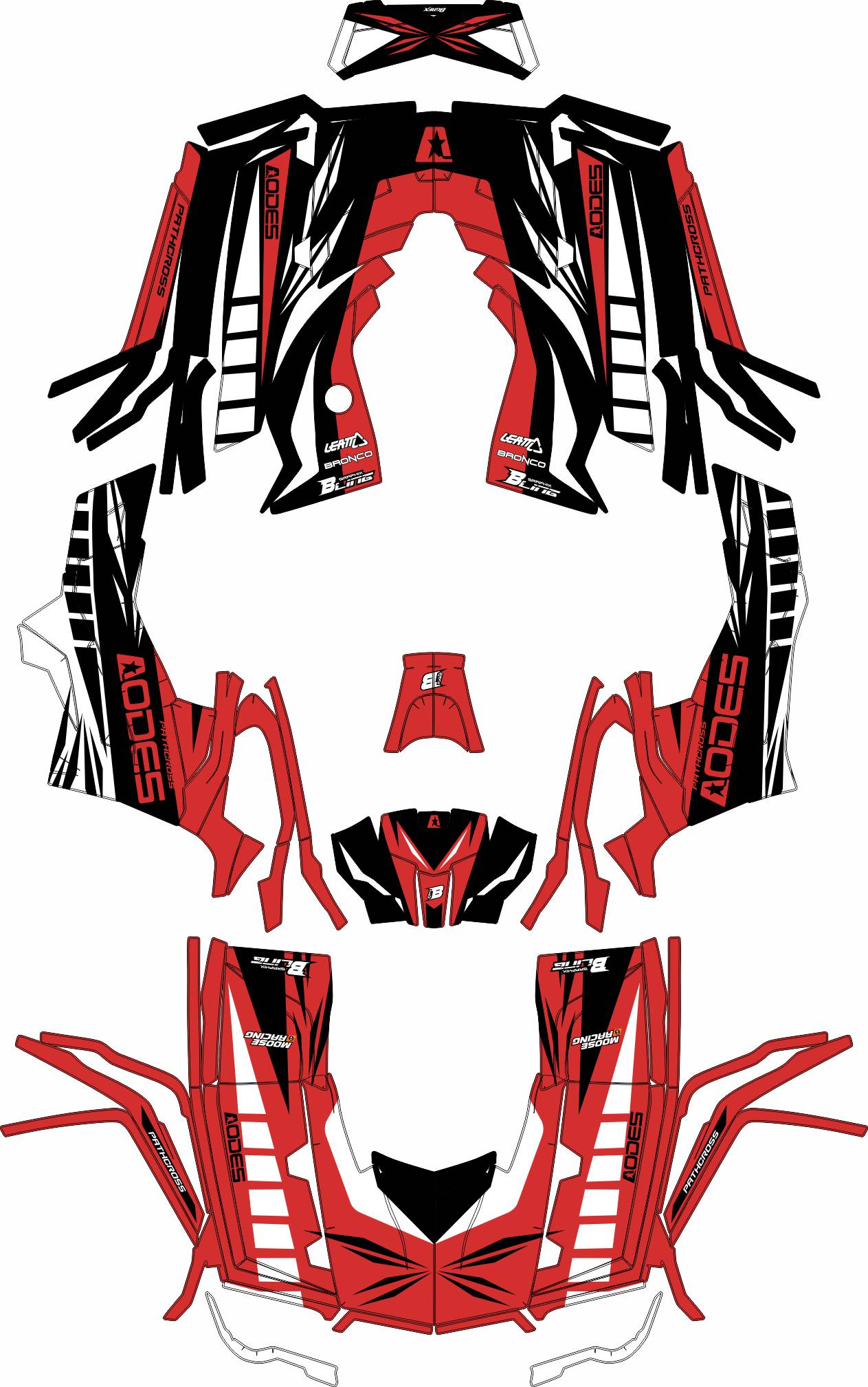 AODES ODES PATHCROSS 650 800 1000 FULL GRAPHICS KIT ''STRIPE RED'' DESIGN