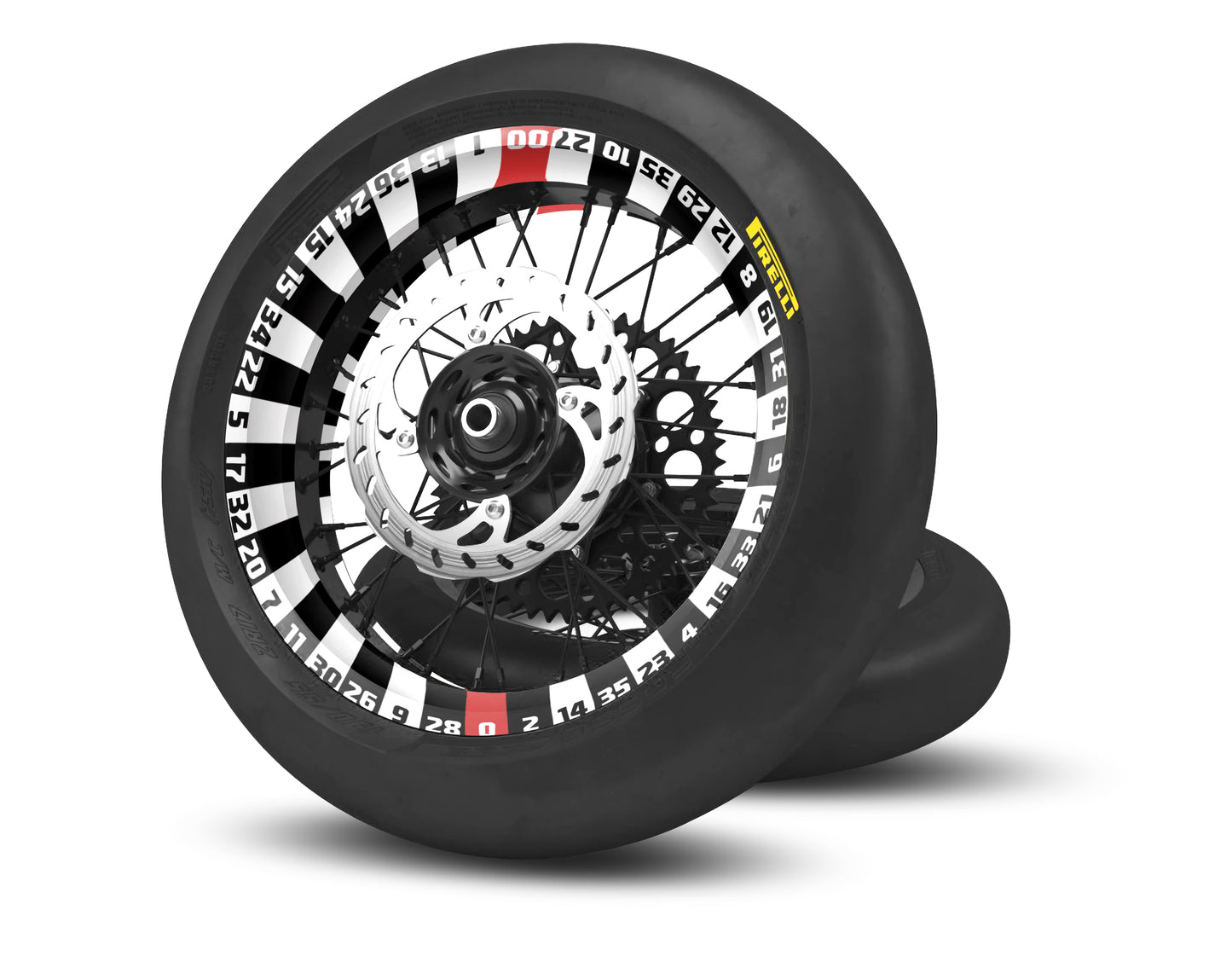 SUPERMOTO RIM WRAPS KIT ''CASINO RED'' DESIGN