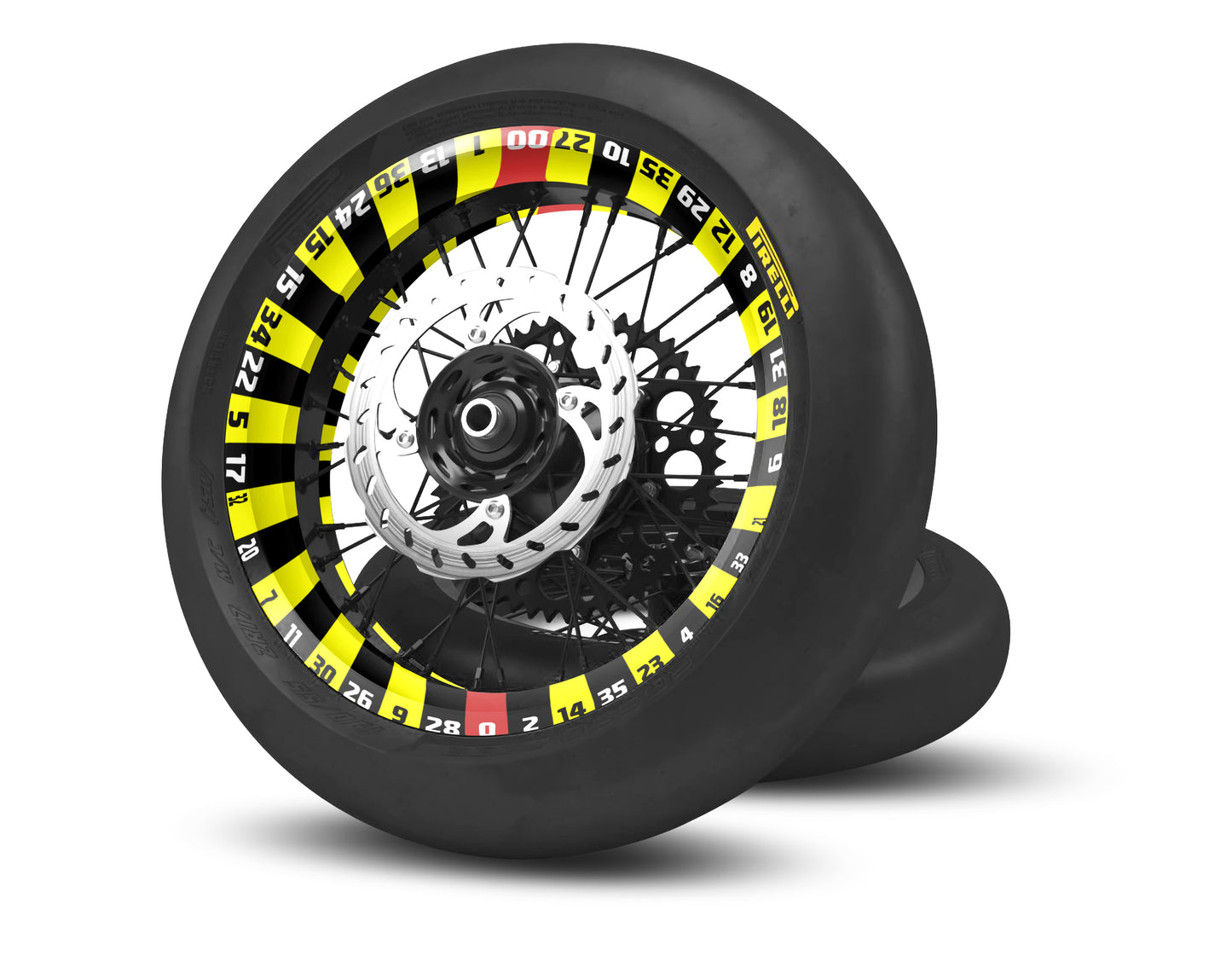 SUPERMOTO RIM WRAPS KIT ''CASINO YELLOW'' DESIGN