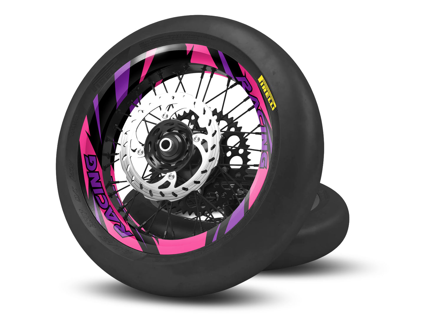 SUPERMOTO RIM WRAPS KIT ''RAVED PINK'' DESIGN