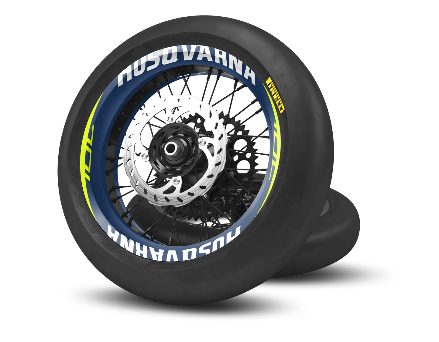 SUPERMOTO RIM WRAPS KIT ''SIMPLE 701 BLUE'' DESIGN