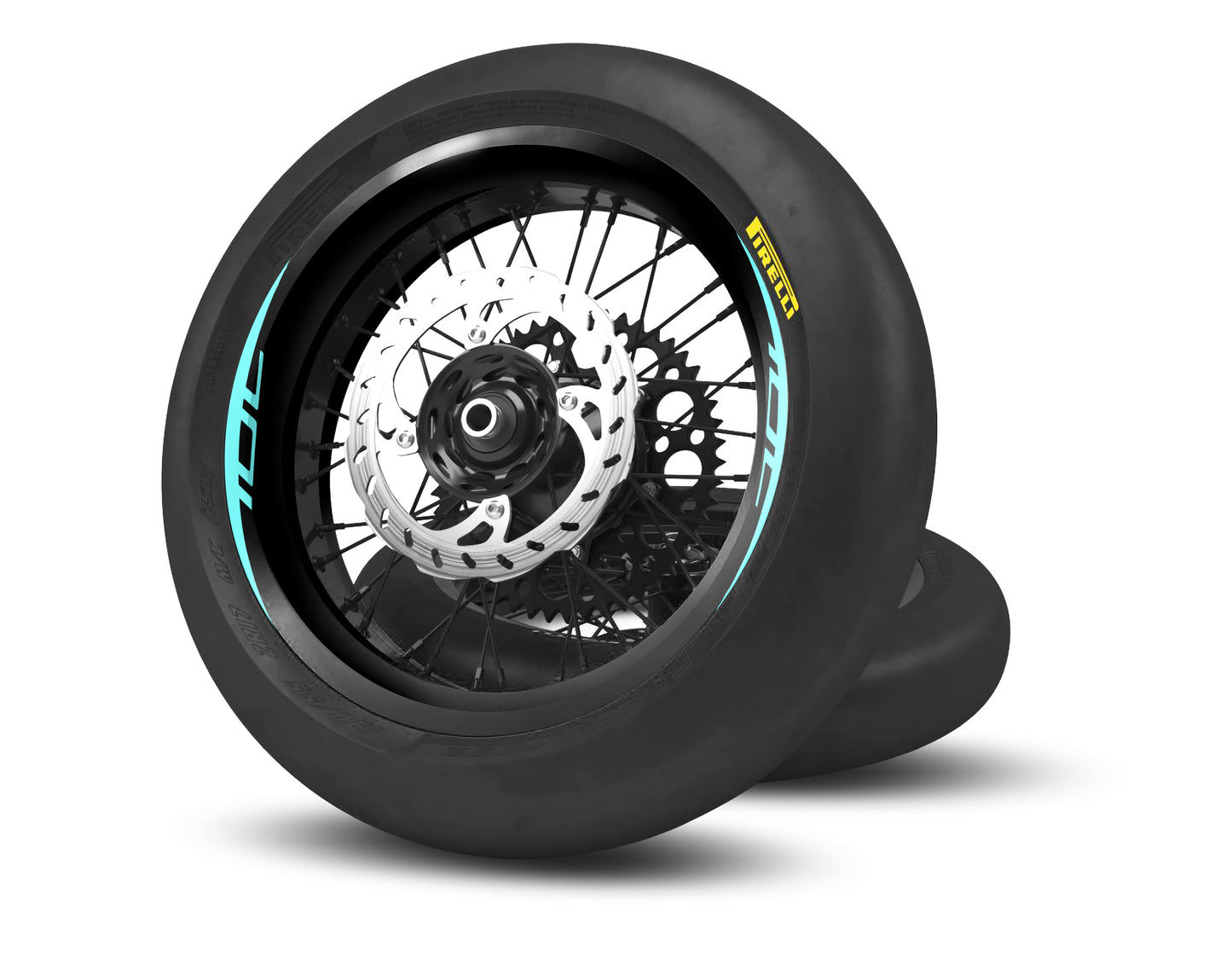 SUPERMOTO RIM WRAPS KIT ''SIMPLE 701 ICEBLUE'' DESIGN
