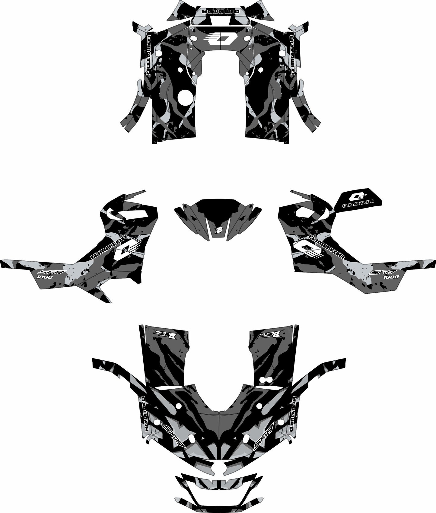 QJMOTOR SFA 1000 / 600 FULL GRAPHICS KIT ''CAMED GREY'' DESIGN