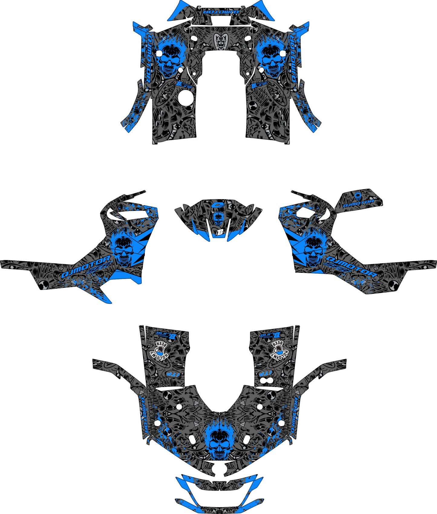 QJMOTOR SFA 1000 / 600 FULL GRAPHICS KIT ''FUELED BLUE'' DESIGN