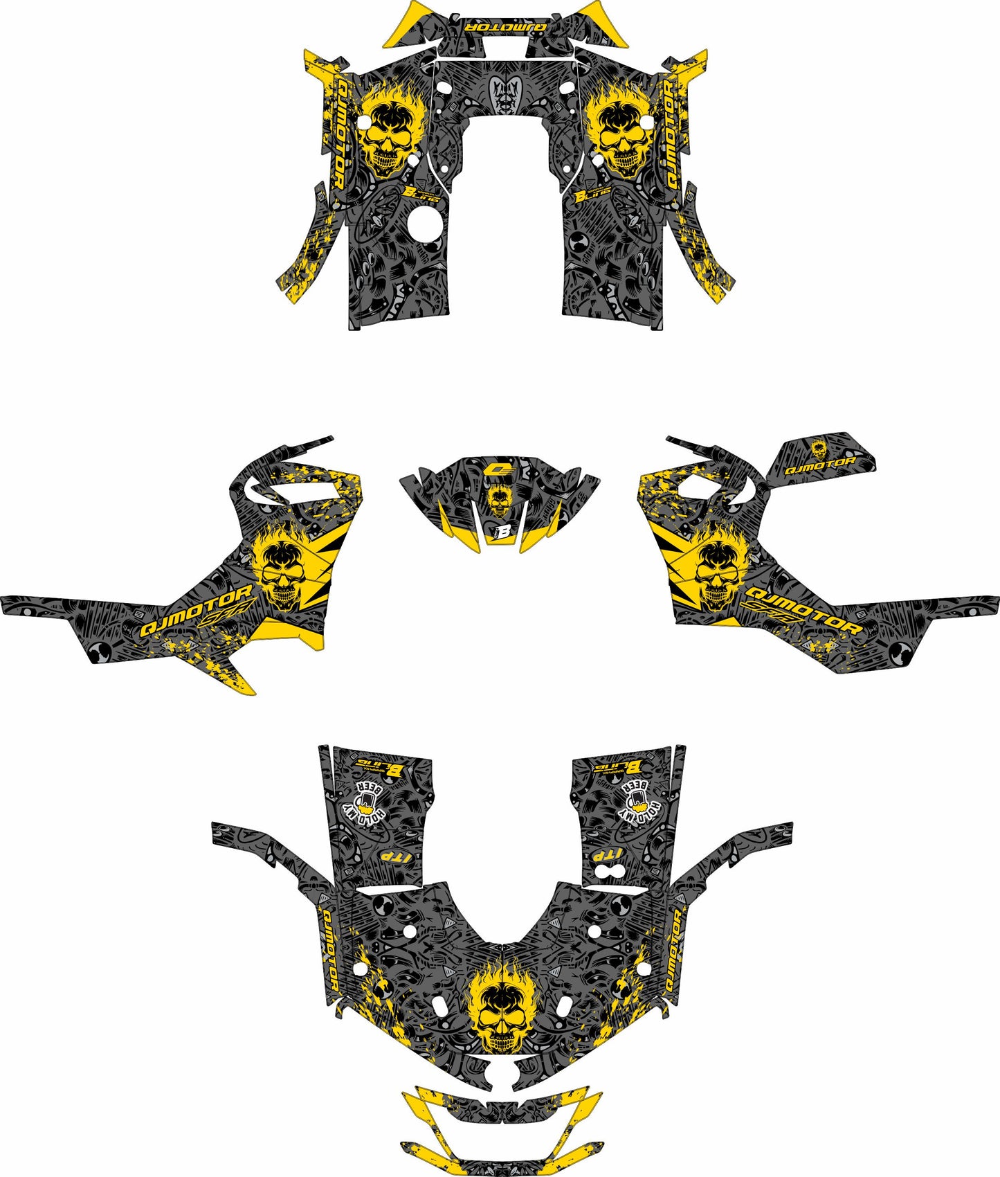 QJMOTOR SFA 1000 / 600 FULL GRAPHICS KIT ''FUELED YELLOW'' DESIGN
