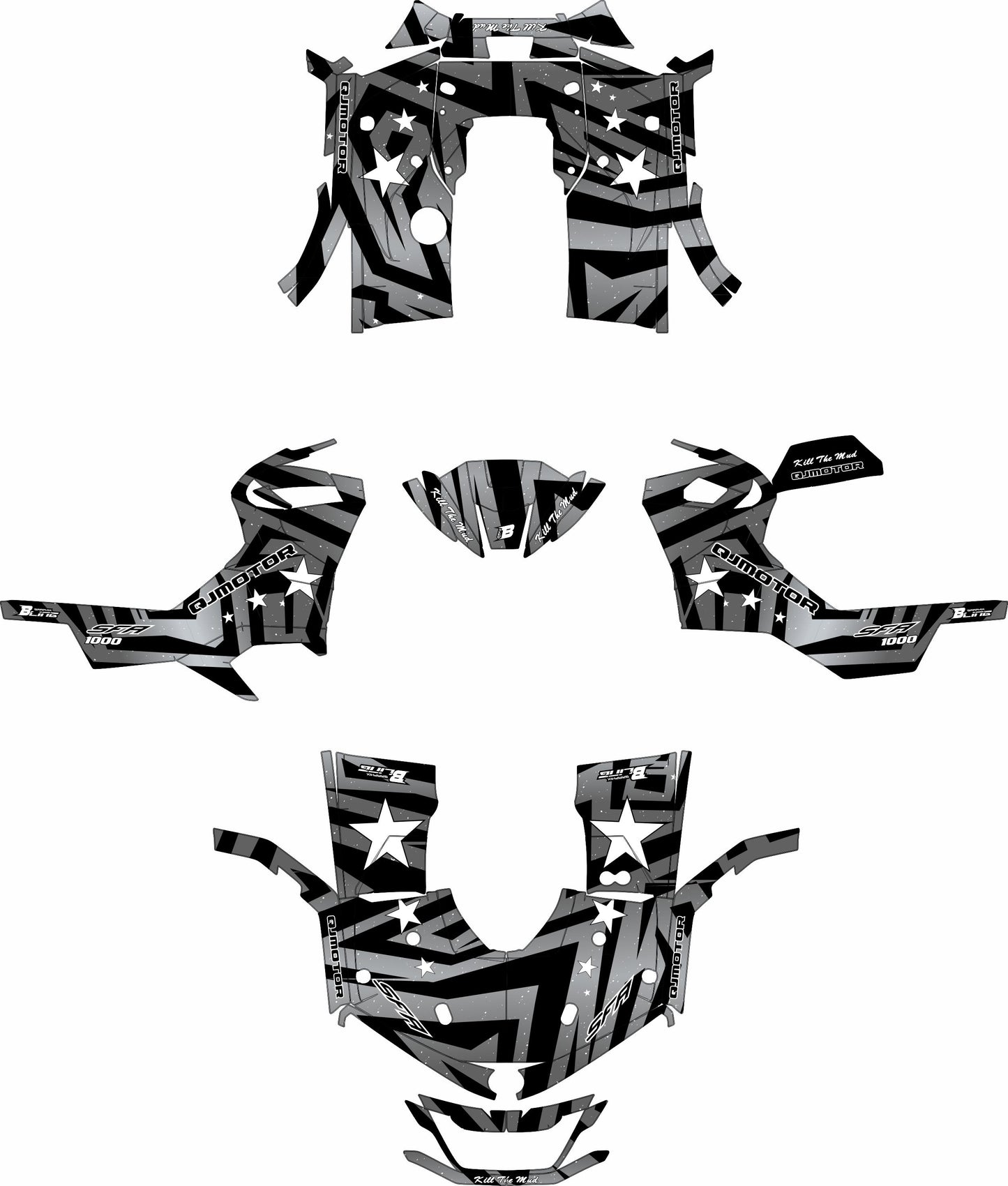 QJMOTOR SFA 1000 / 600 FULL GRAPHICS KIT ''ZEBRA GREY'' DESIGN