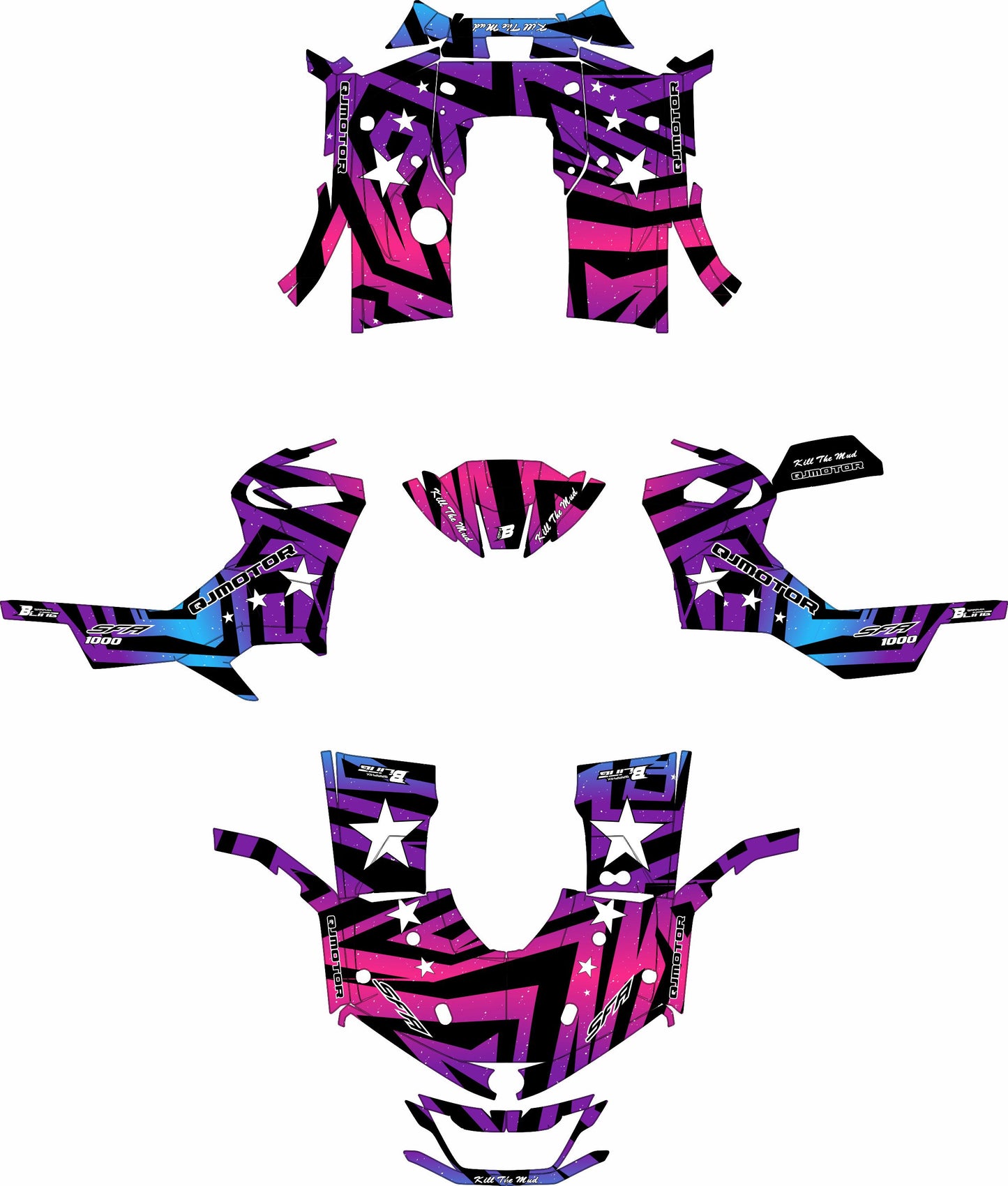QJMOTOR SFA 1000 / 600 FULL GRAPHICS KIT ''ZEBRA PINK'' DESIGN