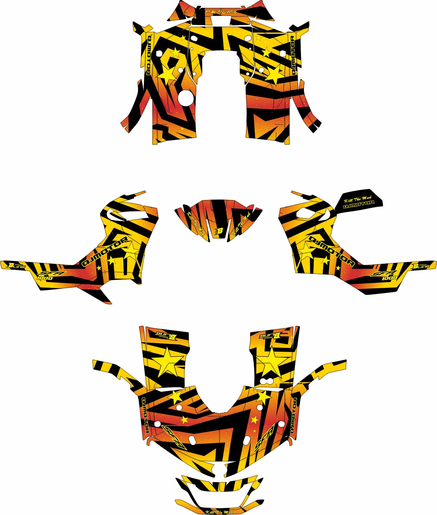 QJMOTOR SFA 1000 / 600 FULL GRAPHICS KIT ''ZEBRA YELLOW'' DESIGN