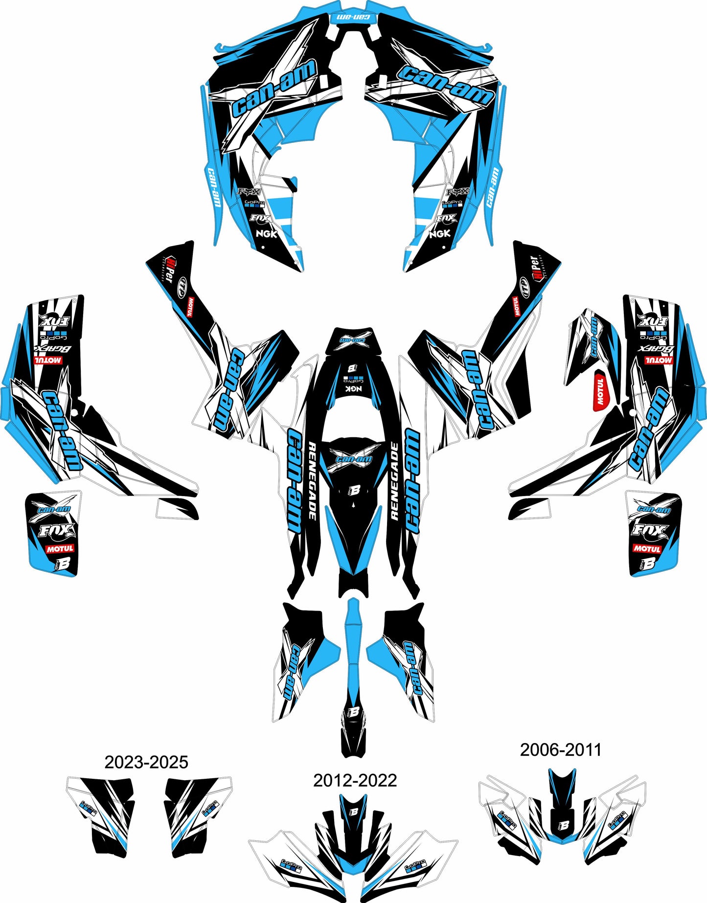 CAN-AM RENEGADE G1 G2 FULL GRAPHICS KIT "ACTION BLUE" DESIGN