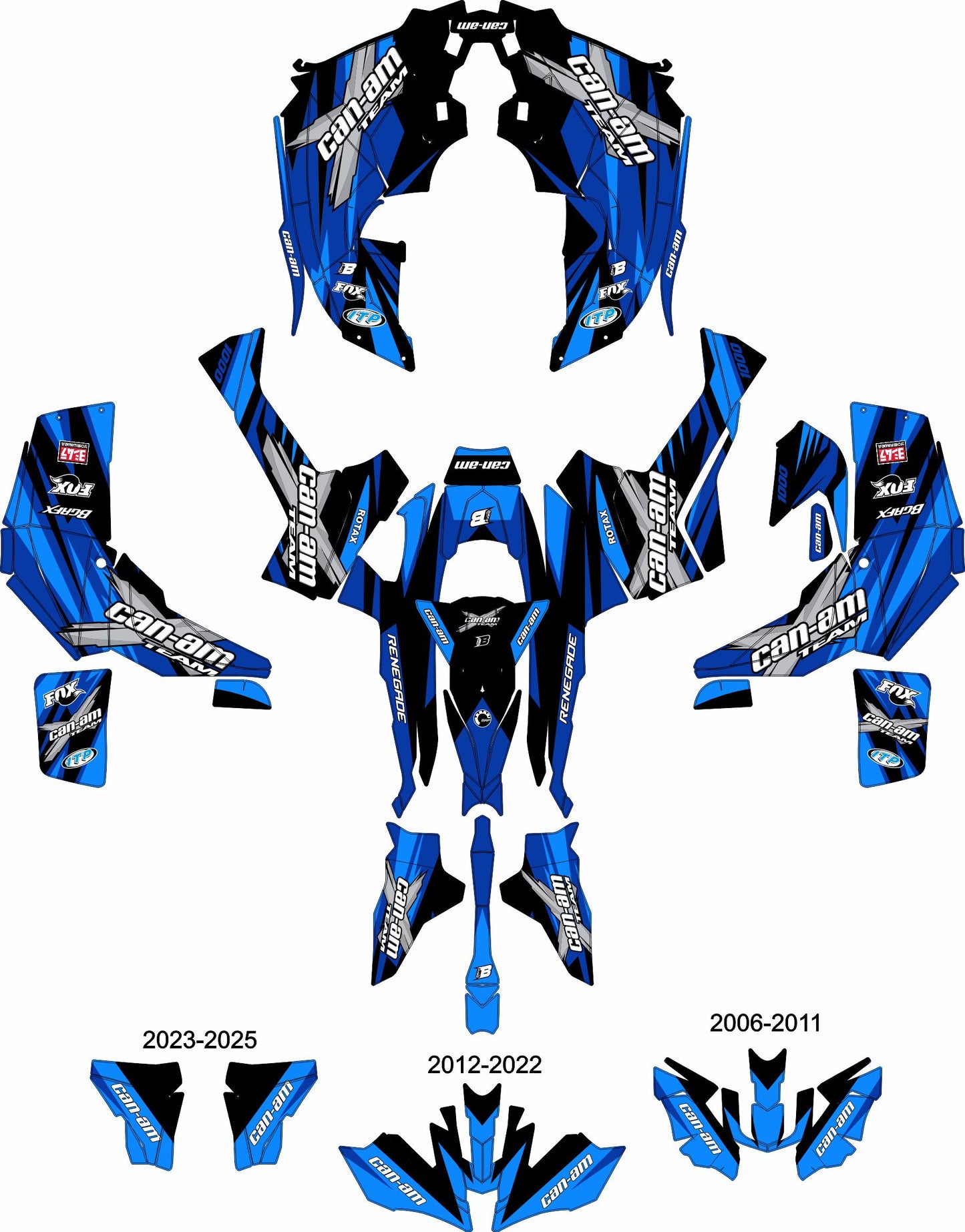 CAN-AM RENEGADE G1 G2 FULL GRAPHICS KIT "PURE BLUE" DESIGN