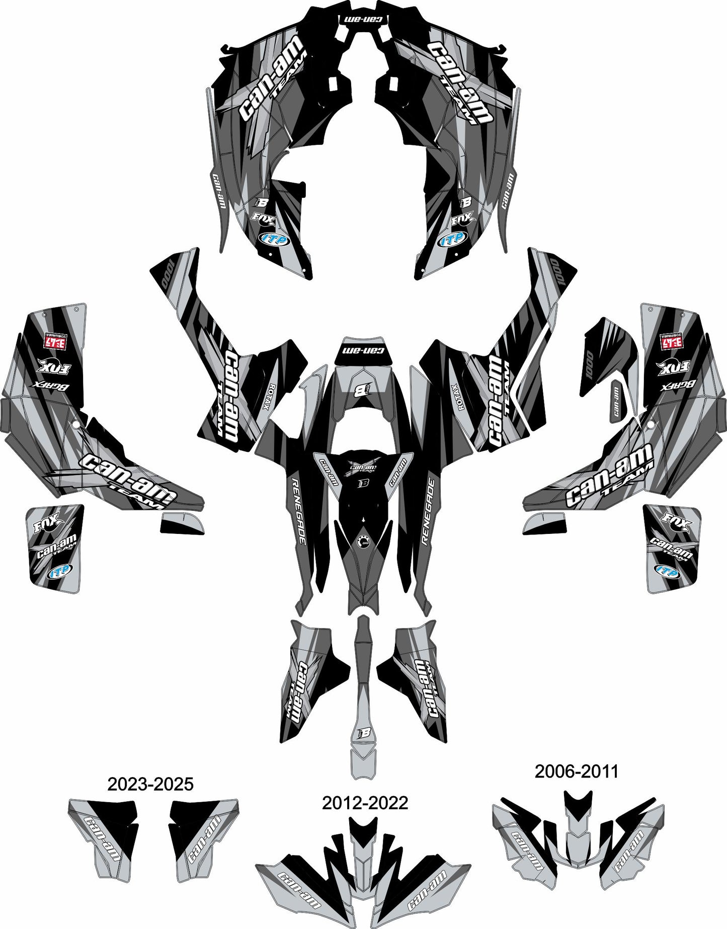 CAN-AM RENEGADE G1 G2 FULL GRAPHICS KIT "PURE GREY" DESIGN