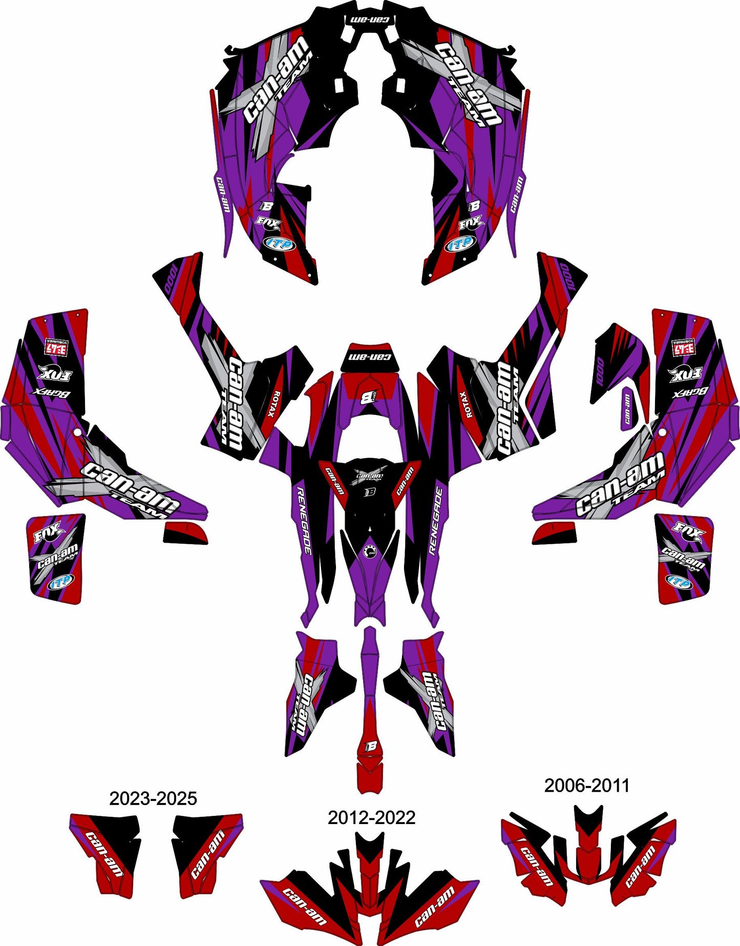 CAN-AM RENEGADE G1 G2 FULL GRAPHICS KIT "PURE PURPLE" DESIGN