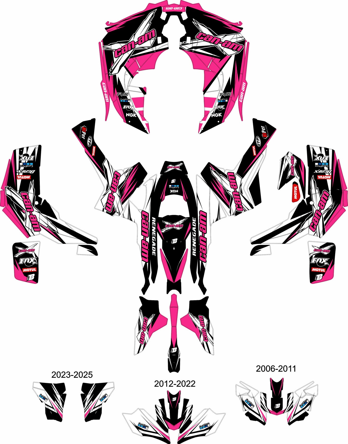 CAN-AM RENEGADE G1 G2 FULL GRAPHICS KIT "ACTION PINK" DESIGN