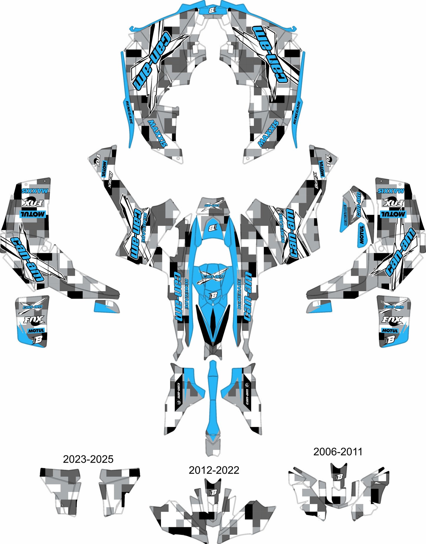 CAN-AM RENEGADE G1 G2 FULL GRAPHICS KIT "CAMO V2 BLUE" DESIGN
