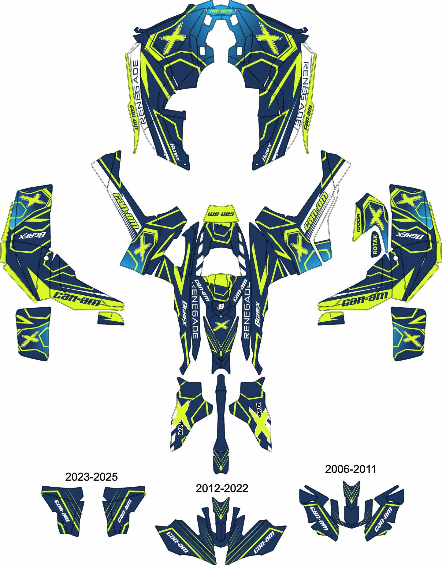 CAN-AM RENEGADE G1 G2 FULL GRAPHICS KIT "LINER BLUE" DESIGN