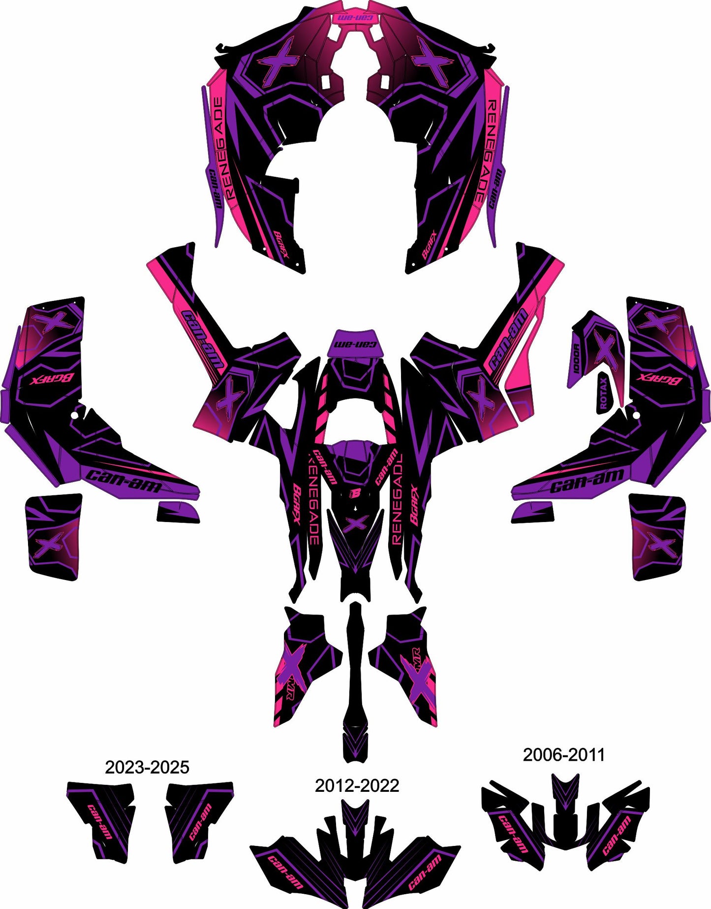 CAN-AM RENEGADE G1 G2 FULL GRAPHICS KIT "LINER PURPLE" DESIGN