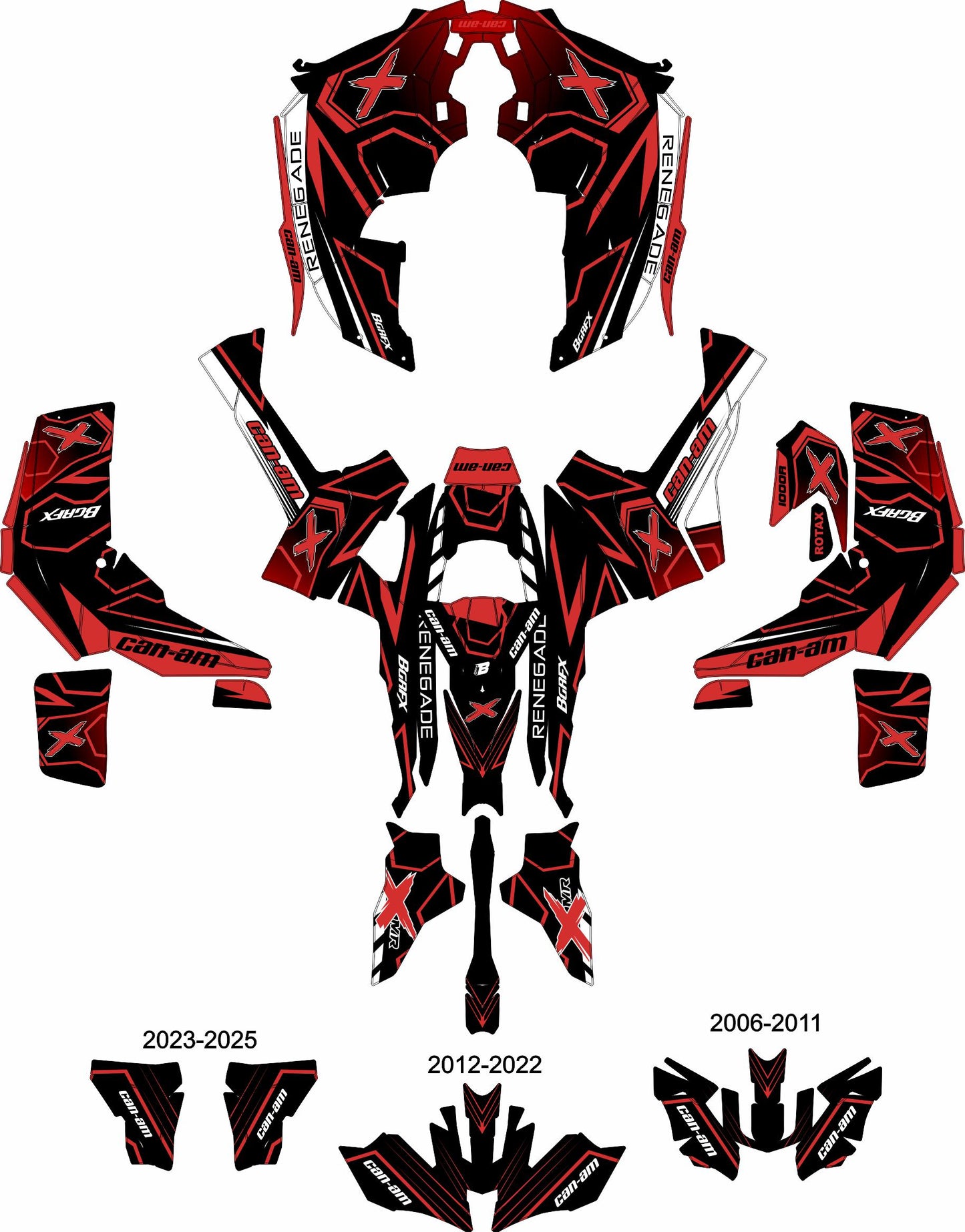 CAN-AM RENEGADE G1 G2 FULL GRAPHICS KIT "LINER RED" DESIGN