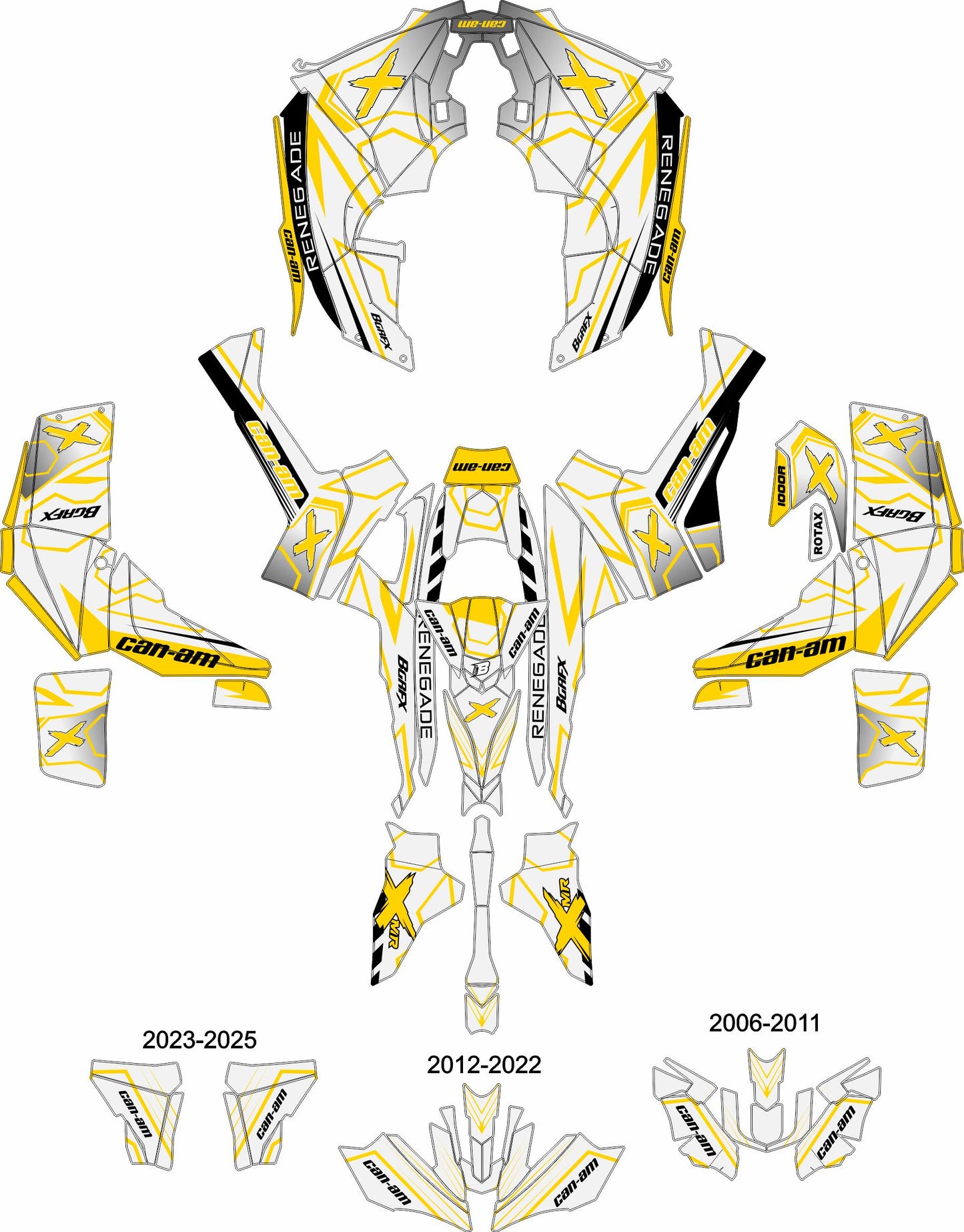 CAN-AM RENEGADE G1 G2 FULL GRAPHICS KIT "LINER WHITE" DESIGN