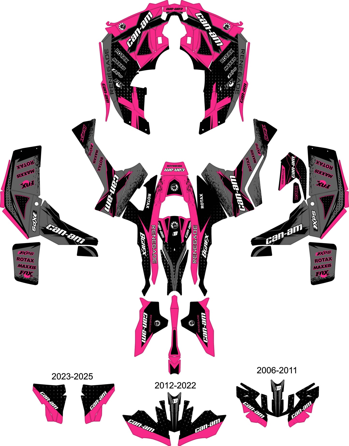 CAN-AM RENEGADE G1 G2 FULL GRAPHICS KIT "RAZOR PINK" DESIGN