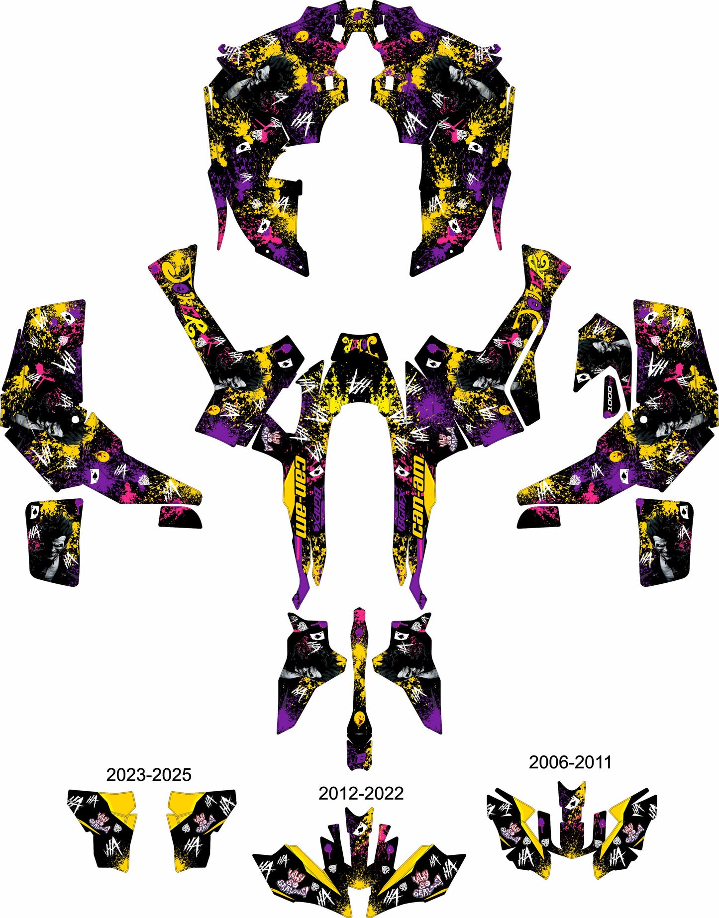 CAN-AM RENEGADE G1 G2 FULL GRAPHICS KIT "JOKER YELLOW" DESIGN