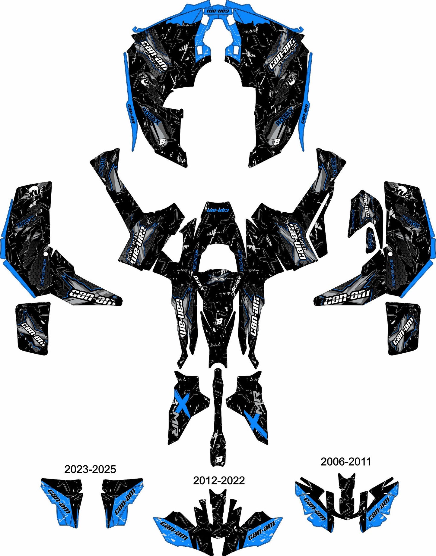 CAN-AM RENEGADE G1 G2 FULL GRAPHICS KIT "RAW BLUE" DESIGN