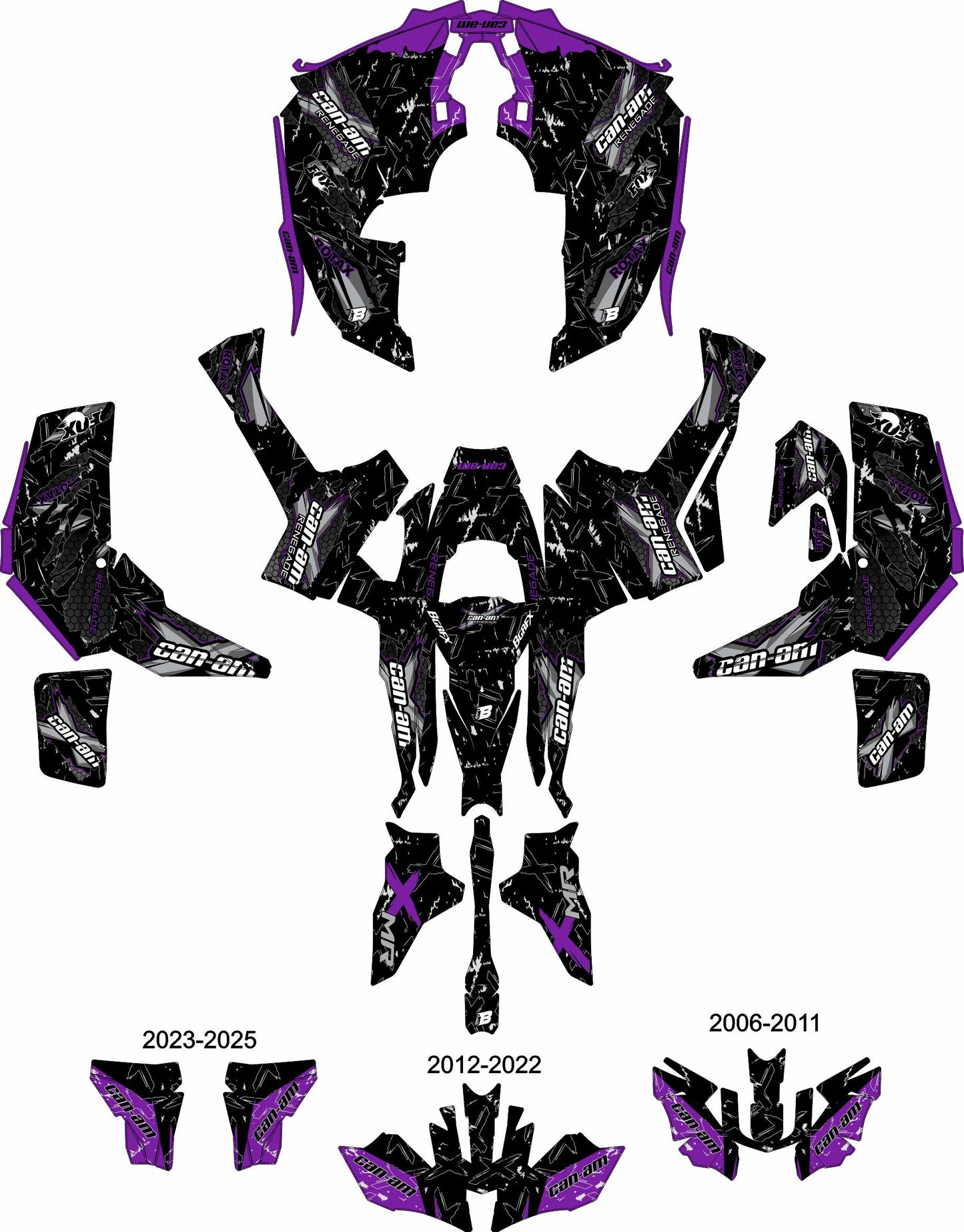 CAN-AM RENEGADE G1 G2 FULL GRAPHICS KIT "RAW PURPLE" DESIGN