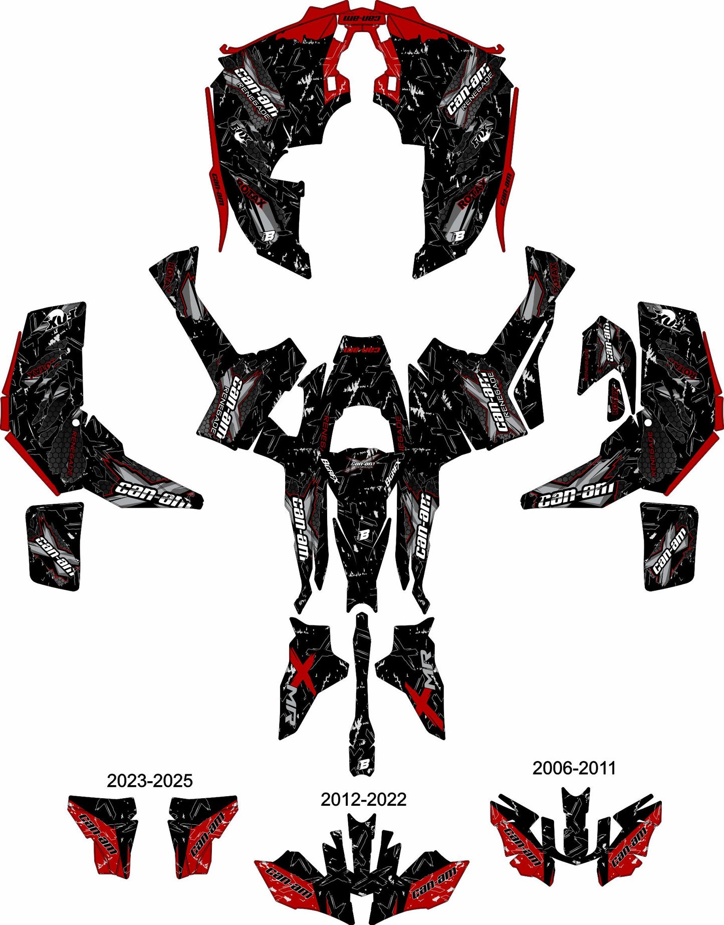 CAN-AM RENEGADE G1 G2 FULL GRAPHICS KIT "RAW RED" DESIGN
