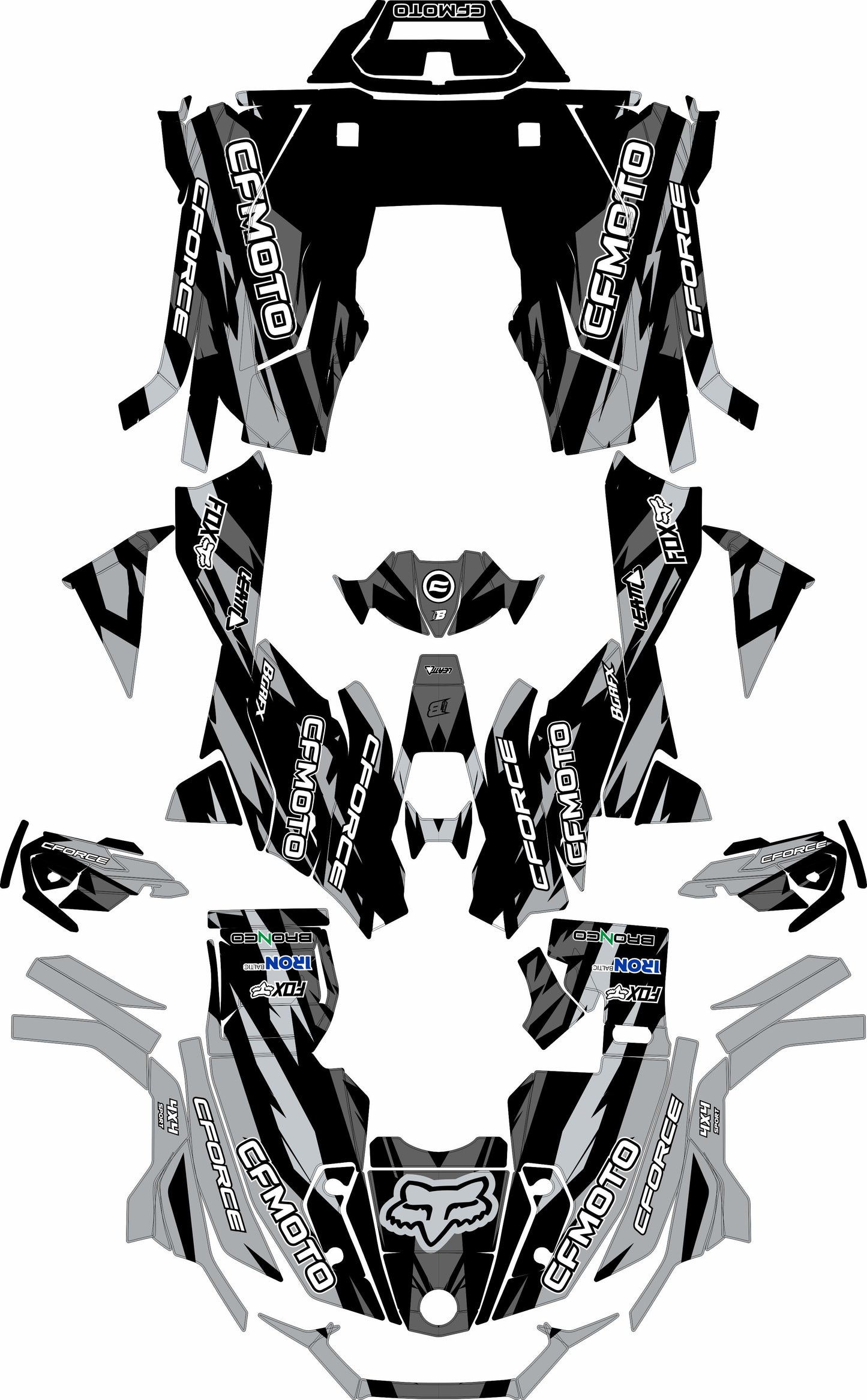 CFMOTO CFORCE 625 FULL GRAPHICS KIT ''RAVED GREY'' DESIGN