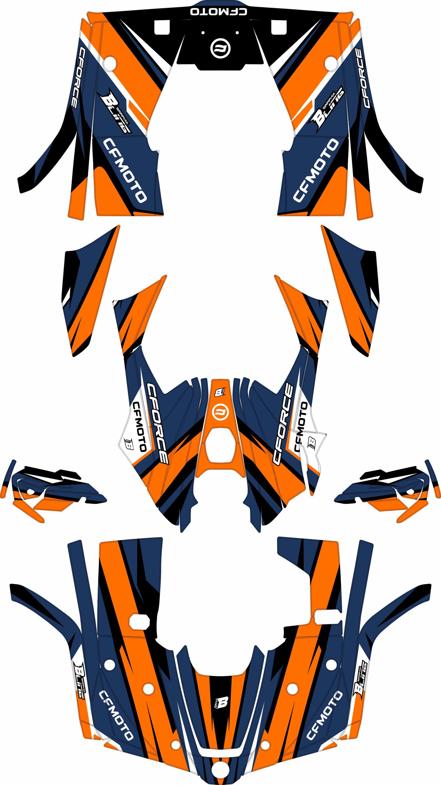 CFMOTO CFORCE 400 520 FULL GRAPHICS KIT ''ATOM ORANGE'' DESIGN