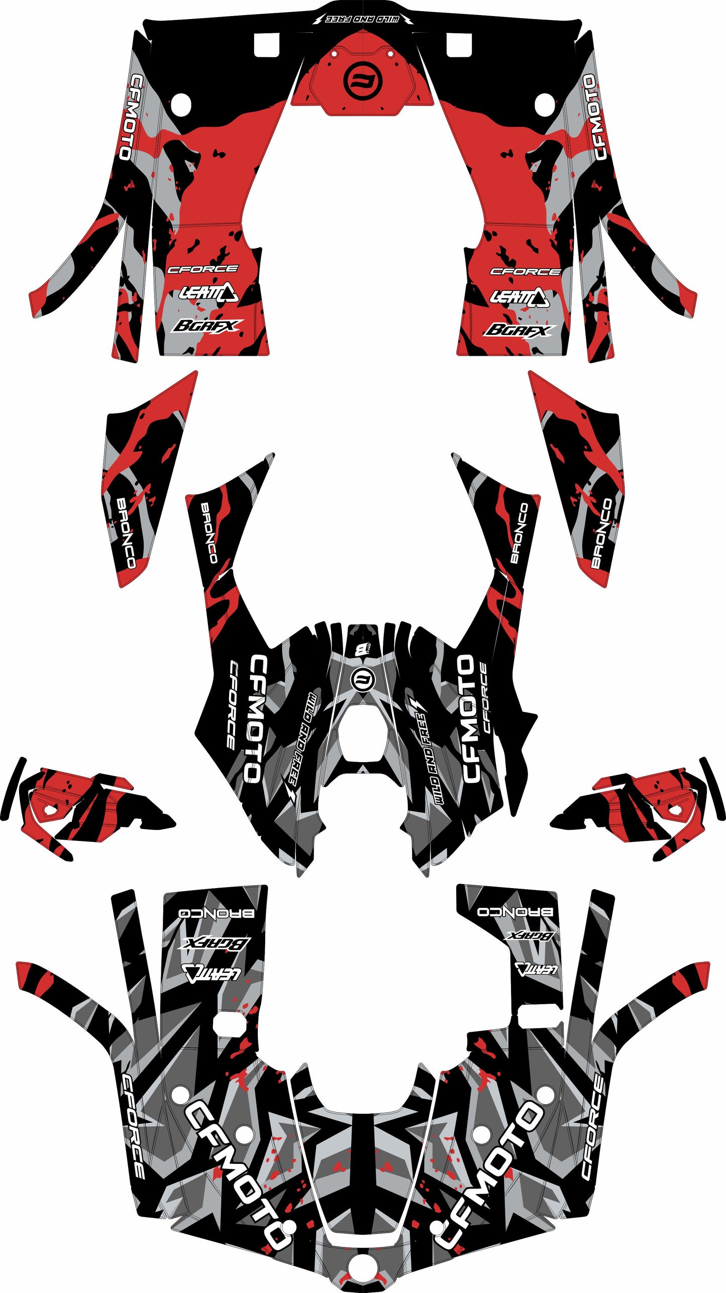 CFMOTO CFORCE 400 520 FULL GRAPHICS KIT ''CAMED RED'' DESIGN