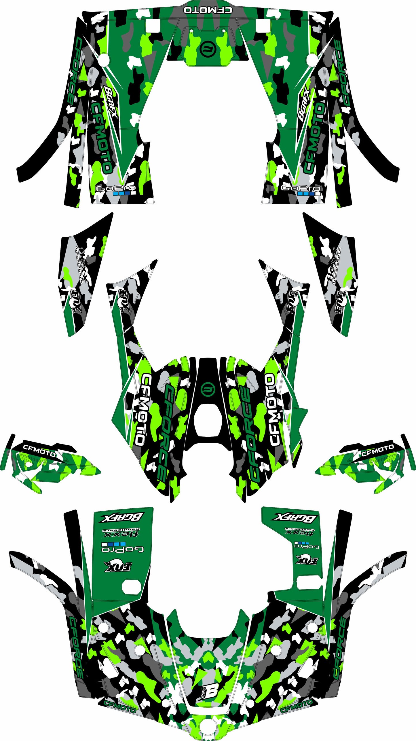 CFMOTO CFORCE 400 520 FULL GRAPHICS KIT ''CAMO GREEN'' DESIGN