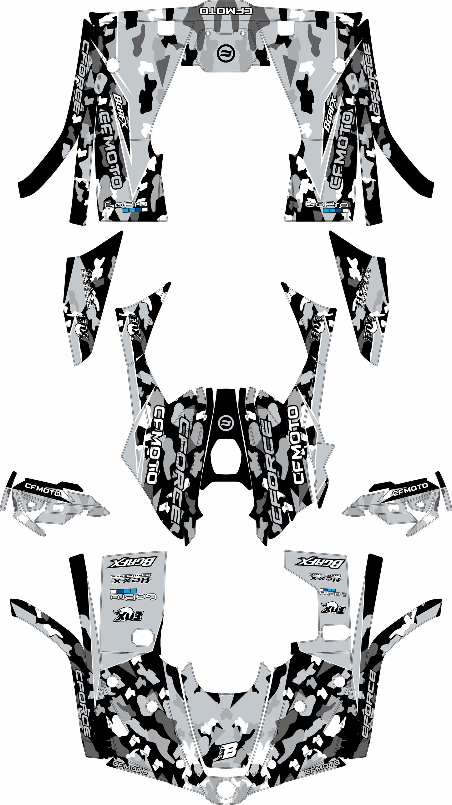 CFMOTO CFORCE 400 520 FULL GRAPHICS KIT ''CAMO GREY'' DESIGN