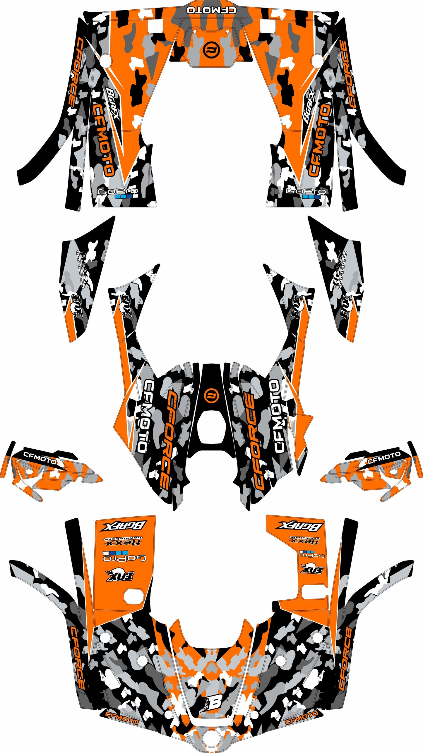 CFMOTO CFORCE 400 520 FULL GRAPHICS KIT ''CAMO ORANGE'' DESIGN