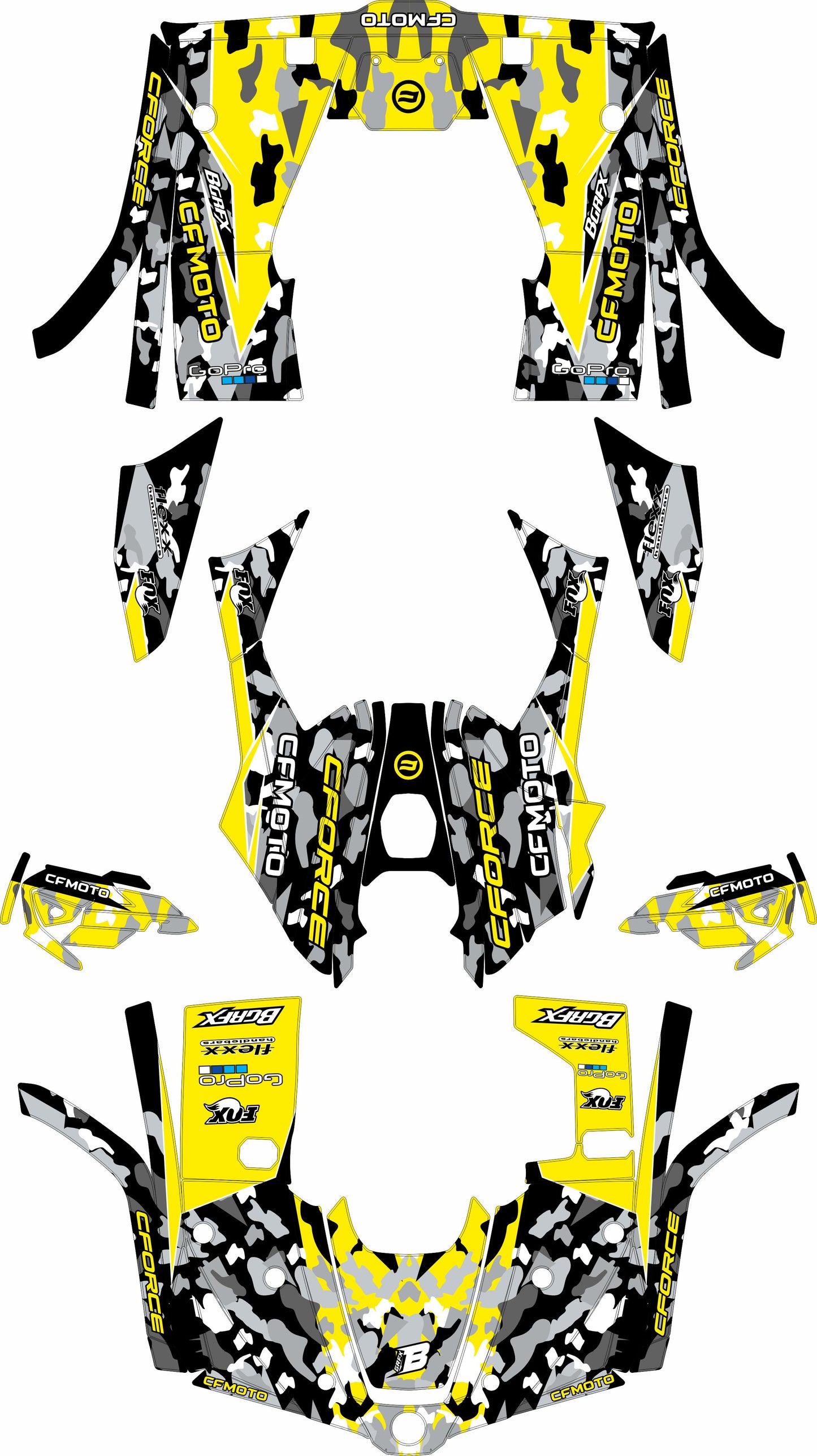 CFMOTO CFORCE 400 520 FULL GRAPHICS KIT ''CAMO YELLOW'' DESIGN