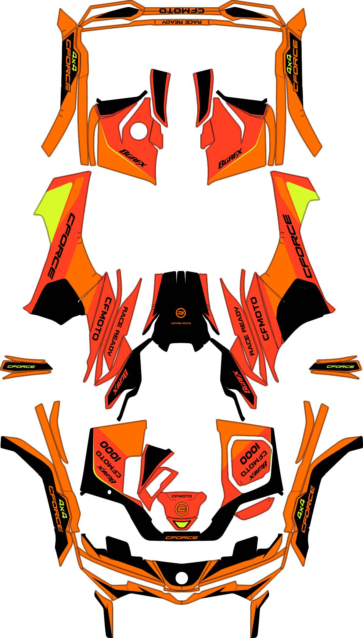CFMOTO CFORCE G3 FULL GRAPHICS KIT ''RESERVE ORANGE'' DESIGN