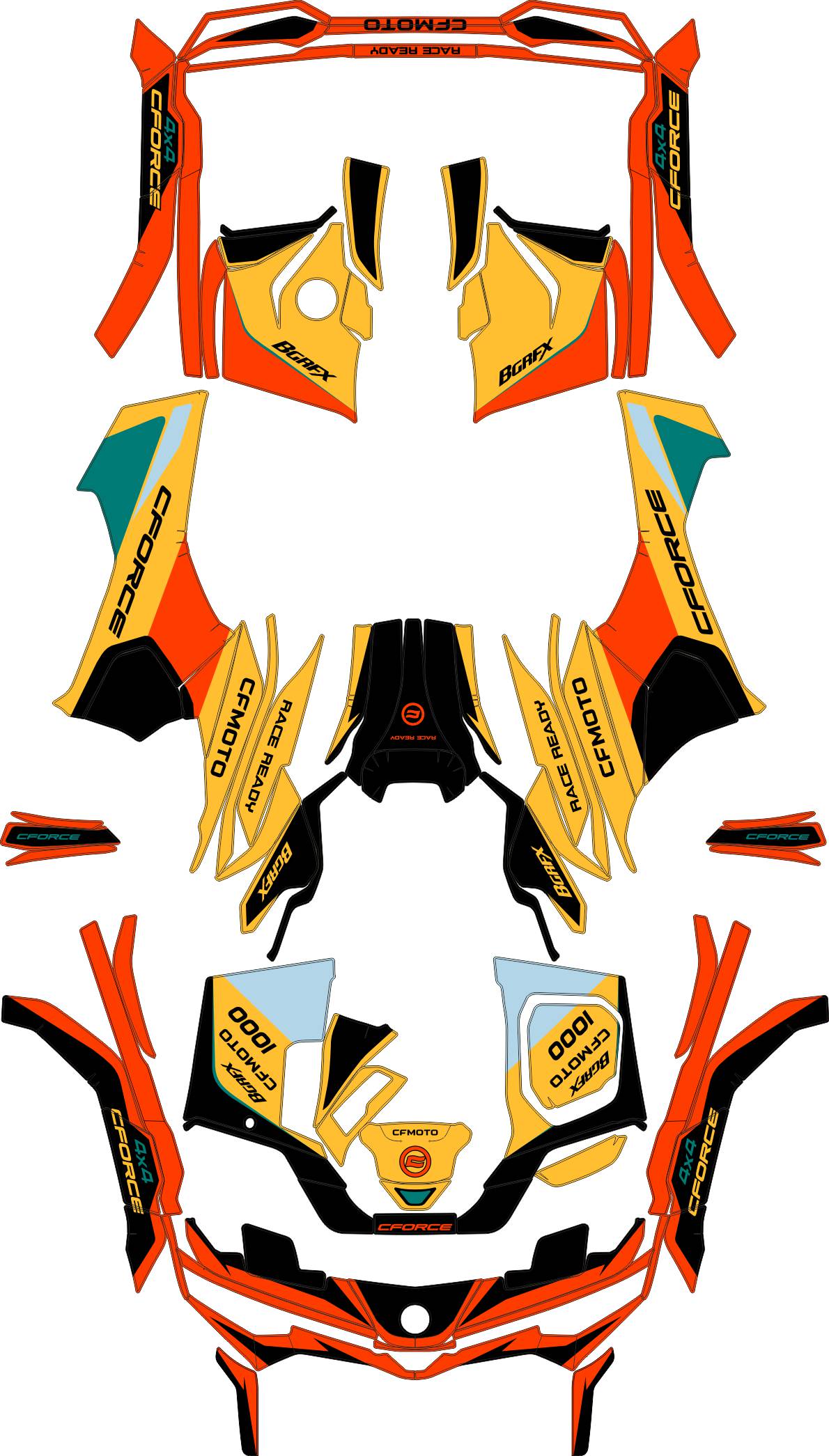 CFMOTO CFORCE G3 FULL GRAPHICS KIT ''RESERVE YELLOW'' DESIGN