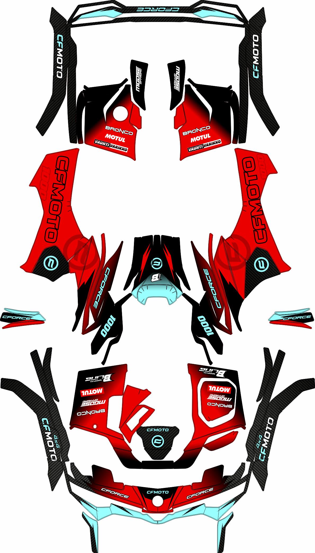 CFMOTO CFORCE G3 FULL GRAPHICS KIT ''FACTORY RED'' DESIGN