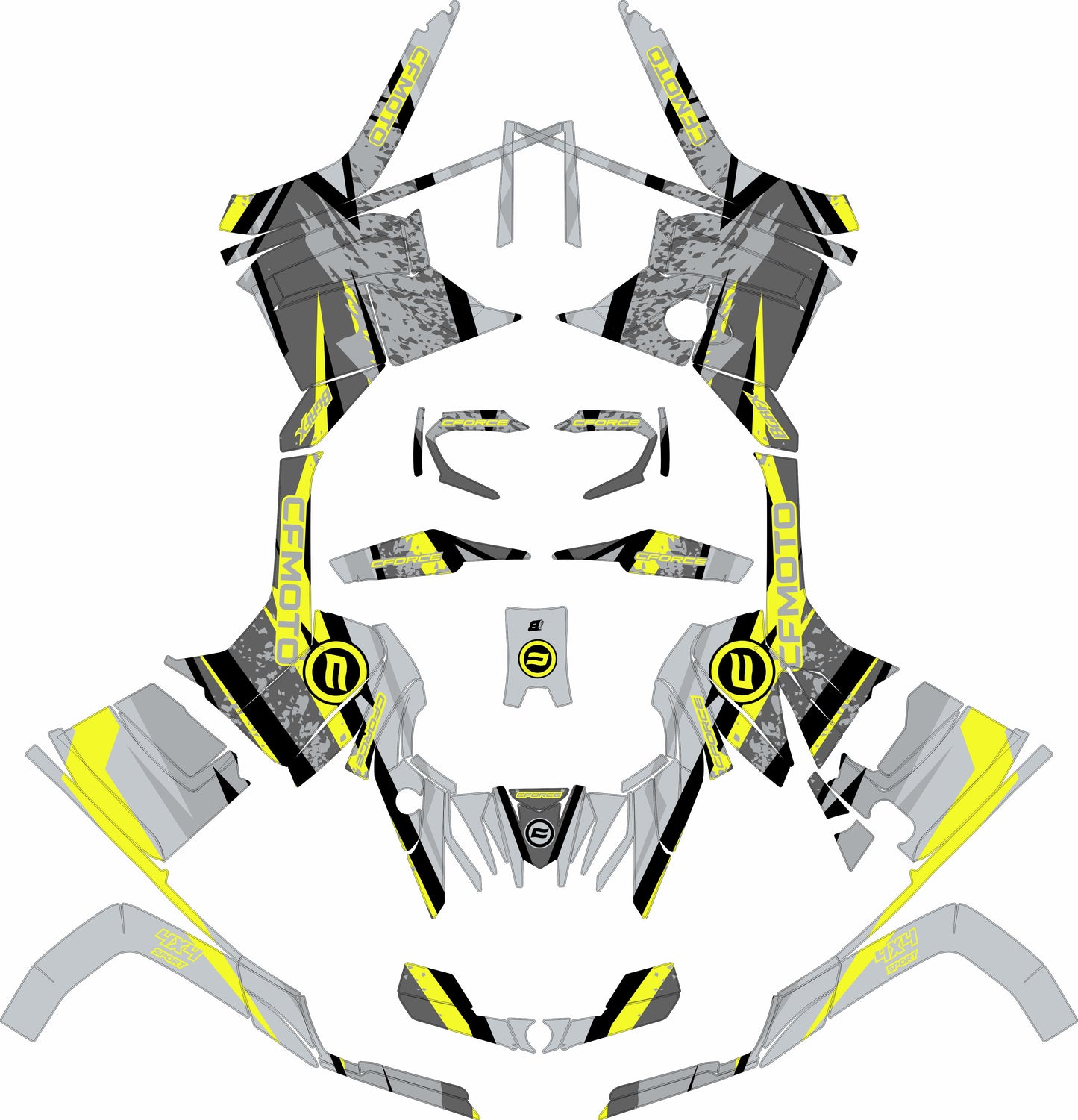 CFMOTO CFORCE G2 FULL GRAPHICS KIT ''SHRED GREY'' DESIGN