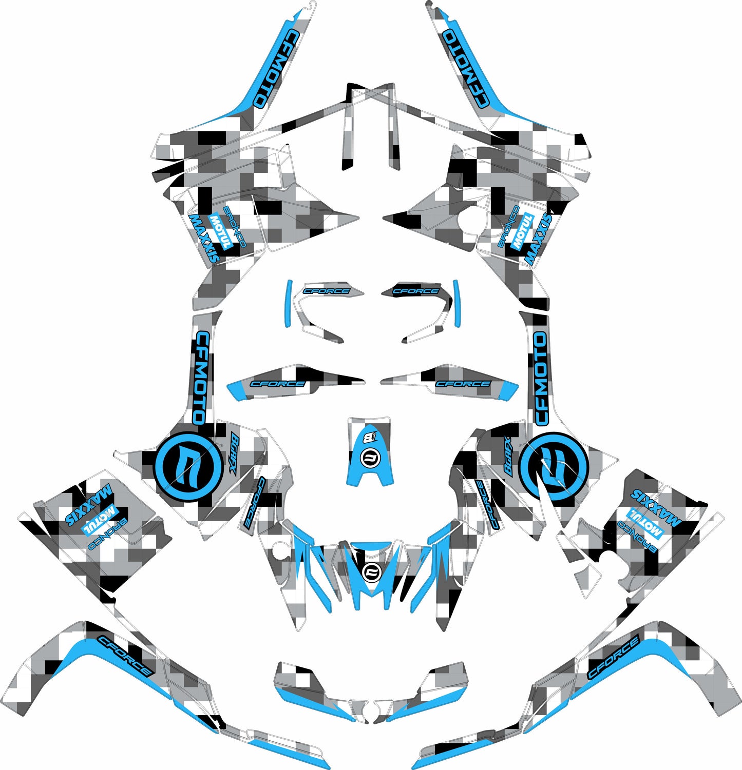 CFMOTO CFORCE G2 FULL GRAPHICS KIT ''CAMO V2 BLUE'' DESIGN