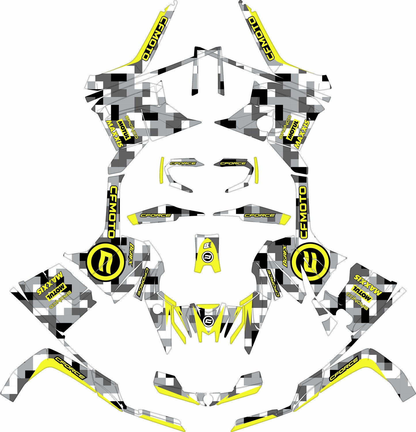 CFMOTO CFORCE G2 FULL GRAPHICS KIT ''CAMO V2 LIME'' DESIGN