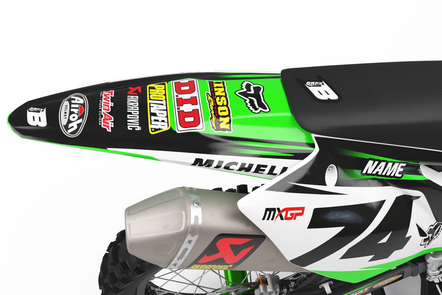 GRAPHICS KIT FOR KAWASAKI ''STRIPPED'' DESIGN