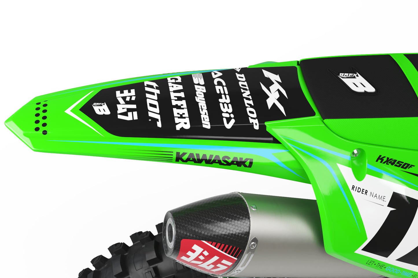 GRAPHICS KIT FOR KAWASAKI ''RAZOR GREEN'' DESIGN
