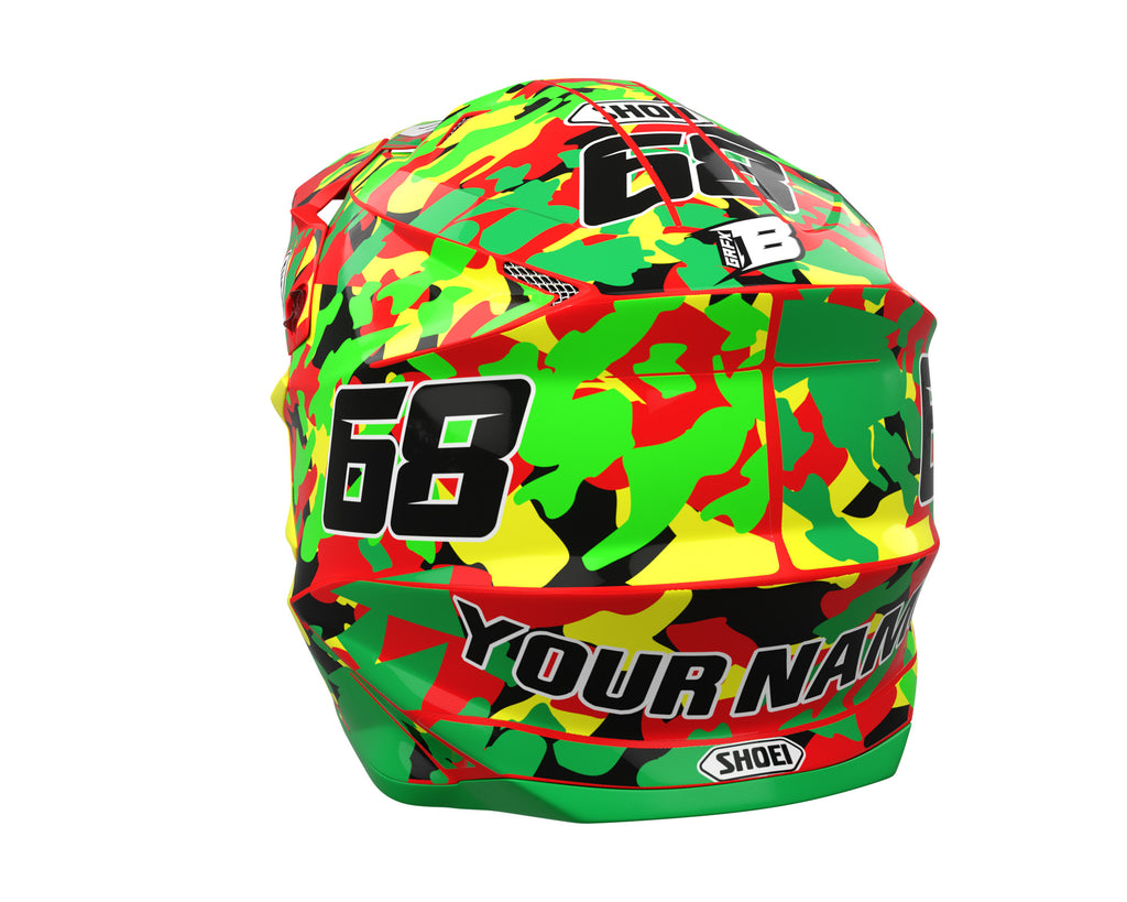 HELMET GRAPHICS KIT ''Camo Rasta'' DESIGN bling graphix