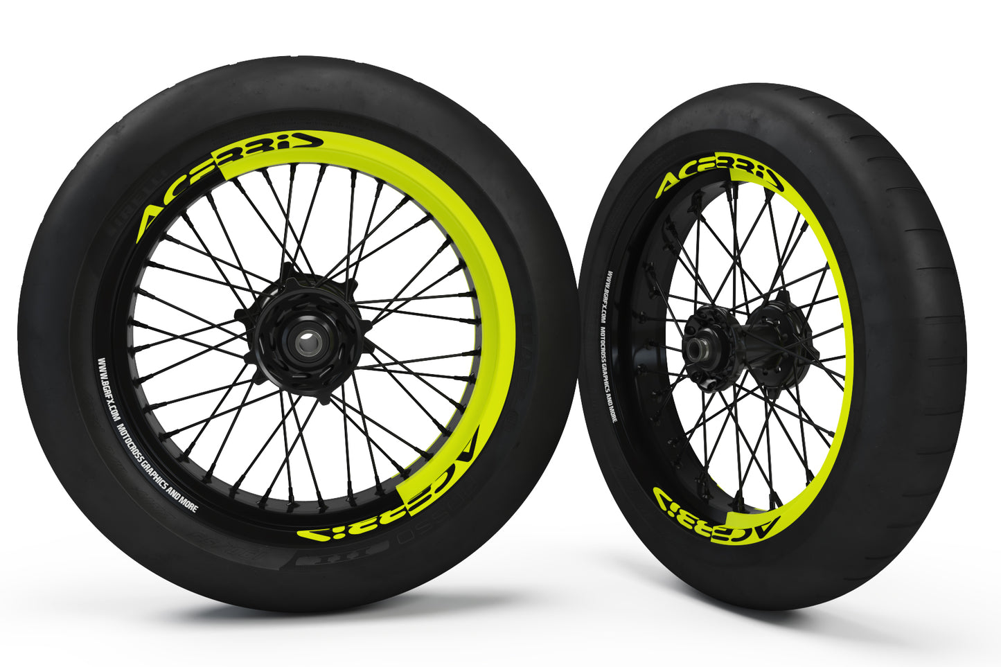 SUPERMOTO RIM WRAPS KIT ''HALF YELLOW'' DESIGN