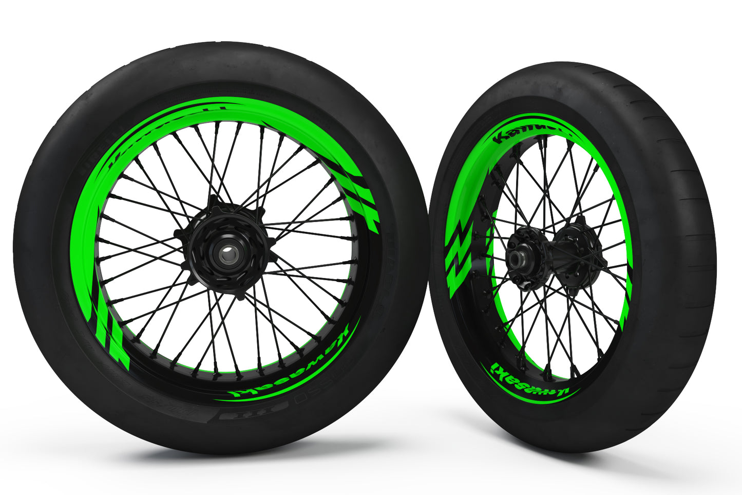 SUPERMOTO RIM WRAPS KIT ''GREEN THUNDER'' DESIGN