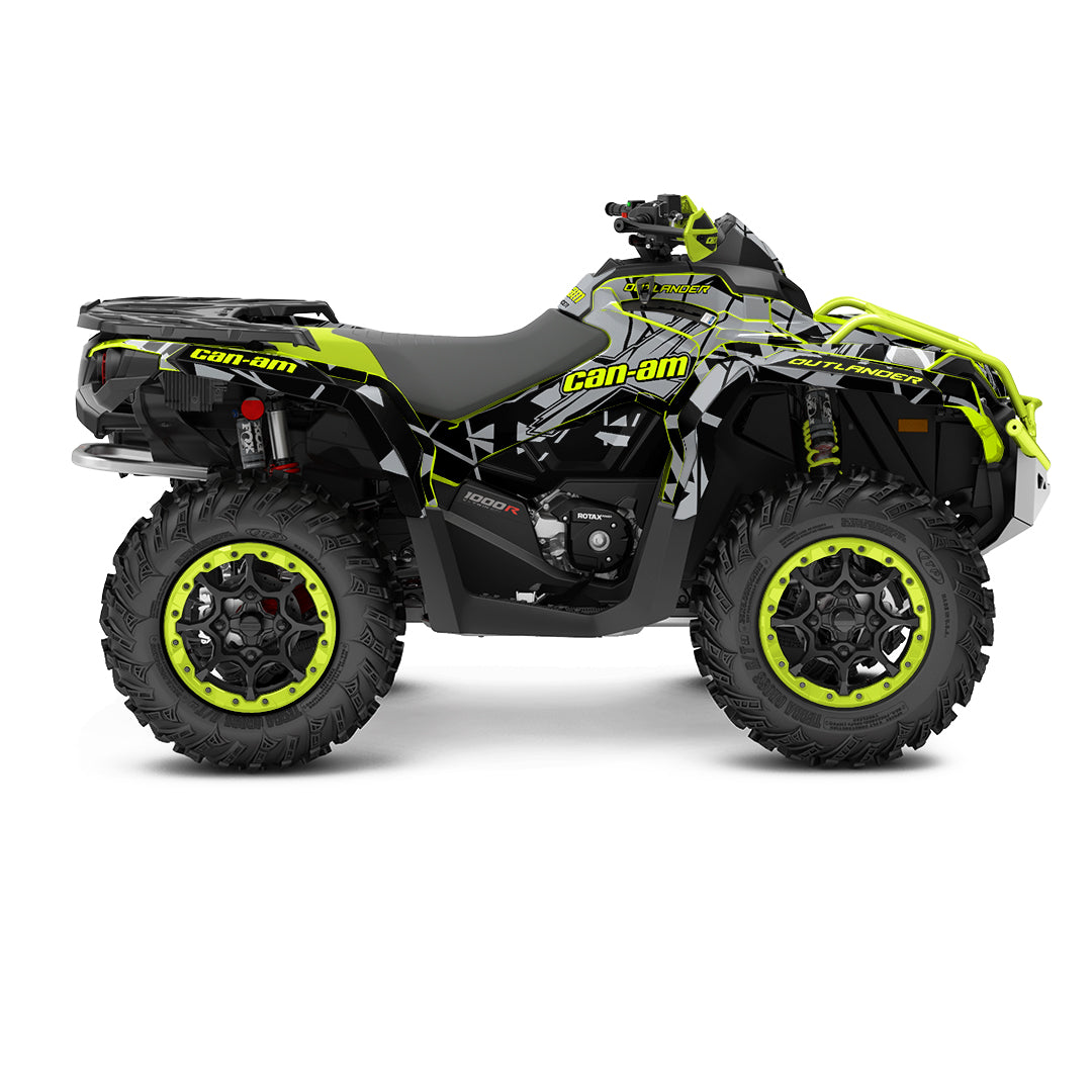 CAN-AM OUTLANDER G2 FULL GRAPHICS KIT "TRINGLED LIME GREEN" DESIGN